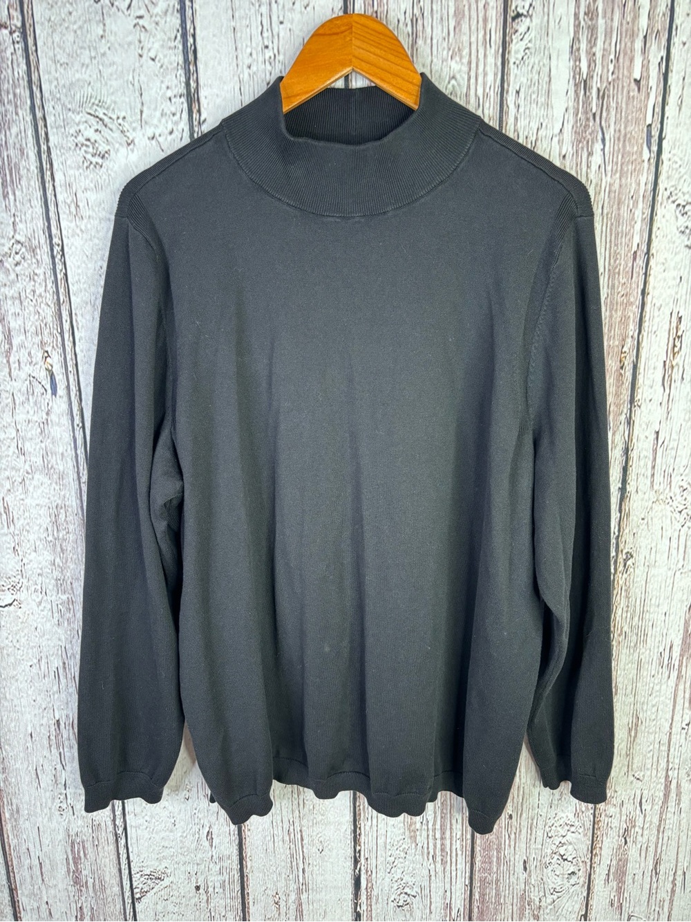 Talbots Woman Plus Size 3X Black Pullover Sweater Mock Neck Cotton Modal Nylon
